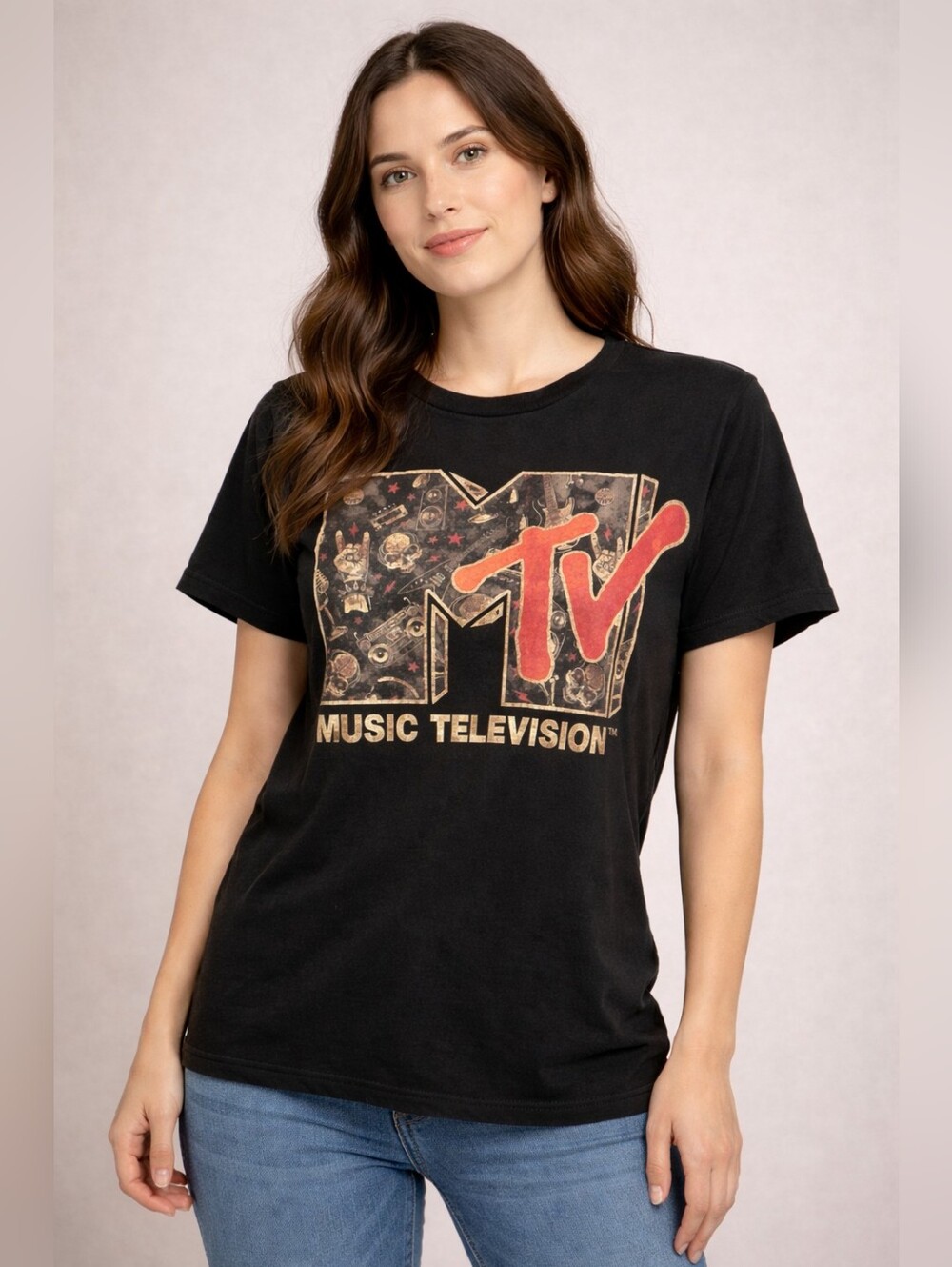 MTV Black T-Shirt size 2xl, Skull Rock n Roll music boom box